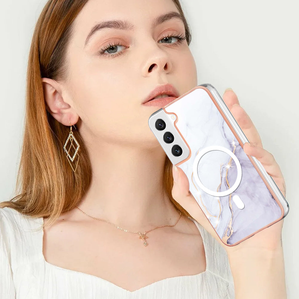 YB IMD Series-19 for Samsung Galaxy S22 5G Magnetic IMD Pattern Phone Case Electroplated 2.0mm TPU Cover YB IMD Series-19 for Samsung Galaxy S22 5G Magnetic IMD Pattern Phone Case Electroplated 2.0mm TPU Cover